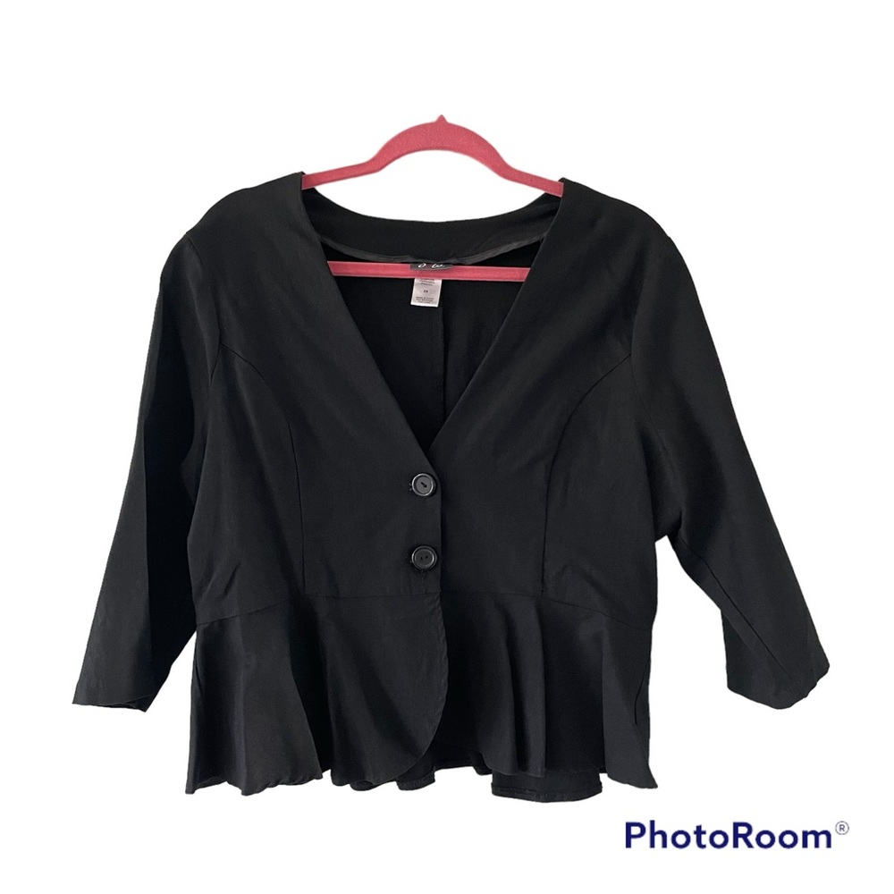 Vintage DOTS Black Peplum Blazer 3/4 Sleeves Women’s Size 2X